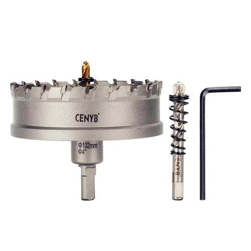 Miniatura 15 de 10 piezas (16-54 mm) Kit de sierra perforadora de carburo TCT para metales duros. Incluye 2 brocas de titanio, 1 broca piloto escalonada y 2 llaves