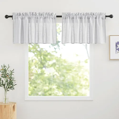 Miniatura 63 de RYB Home - Cortinas semitransparentes de lino Angora