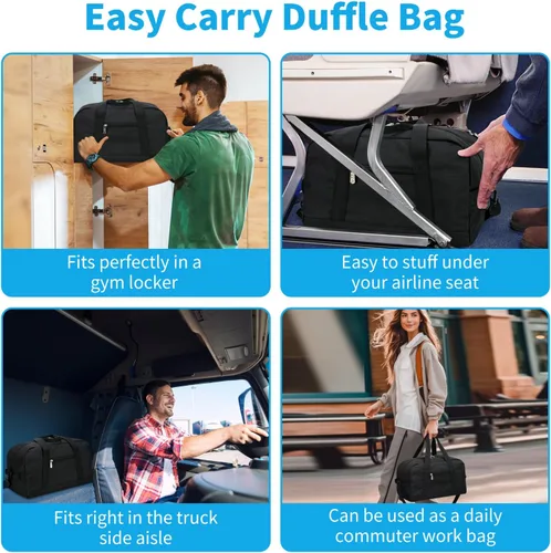 Miniatura 2 de Pequeña bolsa de gimnasio de 14 pulgadas, ligera, de transporte, mini bolsa de lona para viajes y deportes, Negro -, Bolsa de gimnasio pequeña