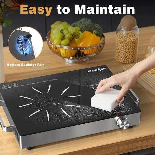 Miniatura 7 de Cocina eléctrica de quemador único - Placa caliente portátil de un quemador de 1800 W, 110 V, estufa eléctrica de encimera para el hogar, camping