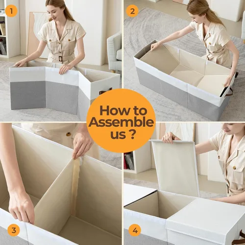 Miniatura 6 de Caja de juguetes extragrande, almacenamiento de juguetes plegable y resistente de 150 litros con tapa, organizador de almacenamiento para niños