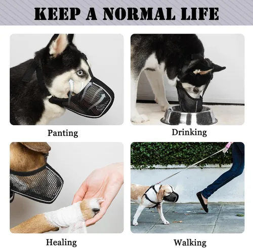 Miniatura 7 de Mayerzon Bozal para perro, bozales suaves de malla patentados para perros grandes, medianos y pequeños, caniche Husky Doberman Labrador Retriever