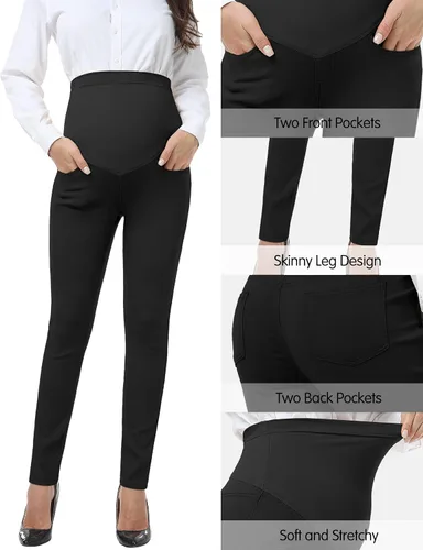 Miniatura 3 de PACBREEZE Women's Maternity Work Pants Stretchy High Waist Skinny Leg Pregnancy Business Casual Dress Pants