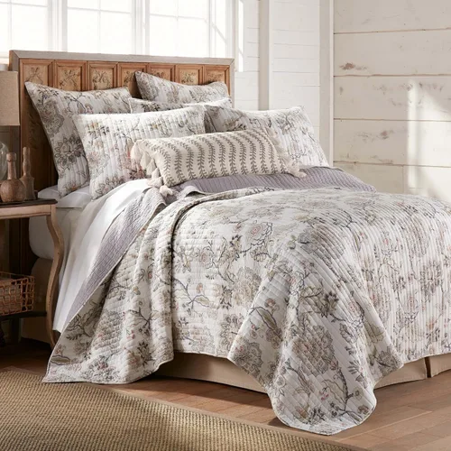 Miniatura 3 de Levtex Home - Juego de 2 fundas de almohada Ophelia Euro - Cuadros - Gris, gris topo, rubor y crema - Euro (26 x 26 pulgadas), sin inserto