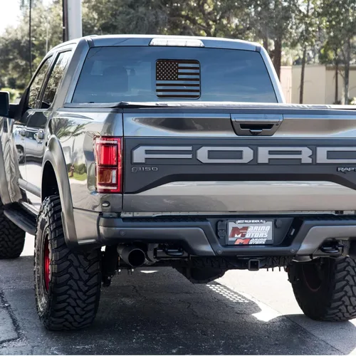 Miniatura 9 de Zxiaochun Calcomanía de bandera para ventana trasera media de la bandera americana para Ford F150 F250 F350 2015-2020 2021 2022 2023 2024 2025 Negro
