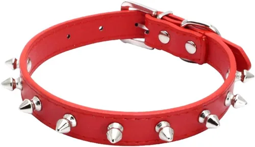 Miniatura 14 de Collar de perro con pinchos para perros pequeños, remache de hongos, piel sintética suave, collar con tachuelas para gato, collar ajustable