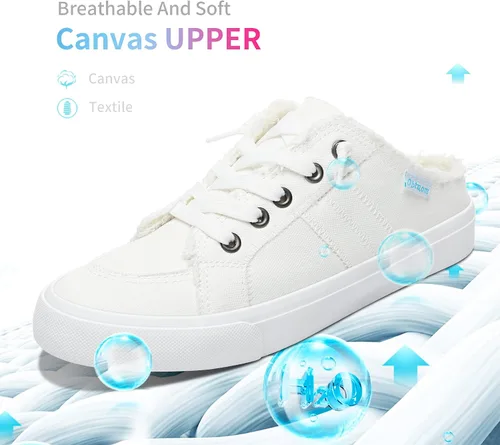 Miniatura 3 de Obtaom Zapatillas de lona para mujer, con espuma viscoelástica, cómodas, sin espalda, para vacaciones