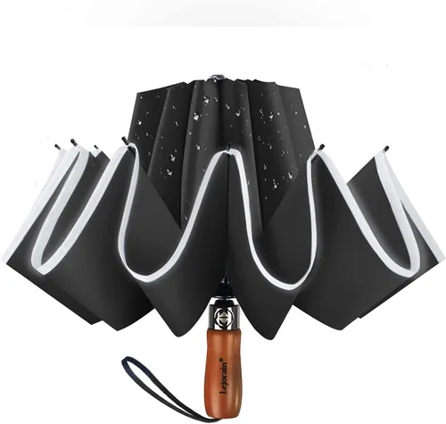 Miniatura 8 de Lejorain Golf Large Inverted Umbrella - Black Big Windproof Heavy Duty Upside Down 46/50/54 Inch Compact Reverse Car Automatic Folding Reflective