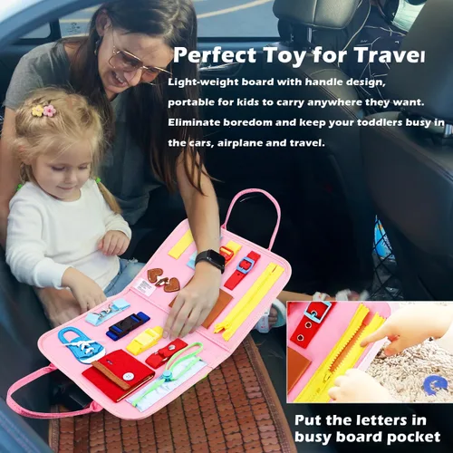 Miniatura 4 de Esjay Tabla de Actividades para Niños Pequeños, Juguetes Montessori para Aprender Habilidades Motoras Finas, Tablero Sensorial Educativo para Niños