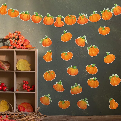 Miniatura 7 de Zhanmai 60 piezas de calabazas de Acción de Gracias, decoración de tablón de anuncios de otoño, Acción de Gracias, recortes de calabaza de papel