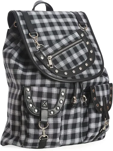 Miniatura 3 de Lost Queen Yamy - Mochila de mano con cordón y diseño de calavera, Negroblanco, Cordón