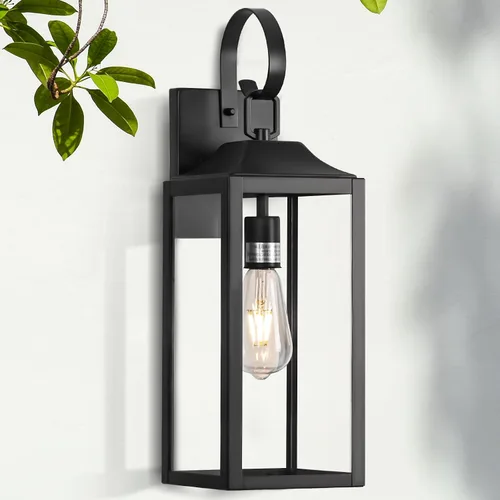 Miniatura 14 de Lámpara de pared grande de 19 pulgadas para exteriores del anochecer al amanecer, luz de porche dorada, linterna de pared para exteriores, lámpara