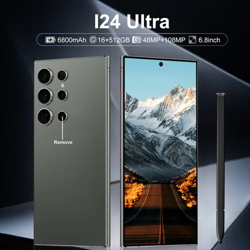 Miniatura 2 de Teléfono I24 Ultra desbloqueado de 16+512 GB, bolígrafo integrado, batería de teléfono inteligente de 6800 mAh, pantalla HD de 6.82 pulgadas, Verde