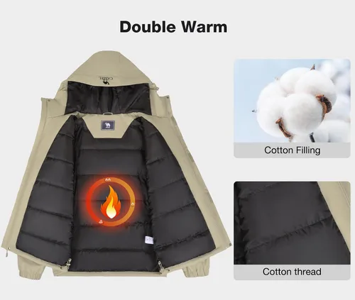 Miniatura 3 de CAMEL Chaqueta de esquí para hombre, abrigo de invierno, impermeable, chaqueta de snowboard cálida con capucha, parka resistente al viento, ropa
