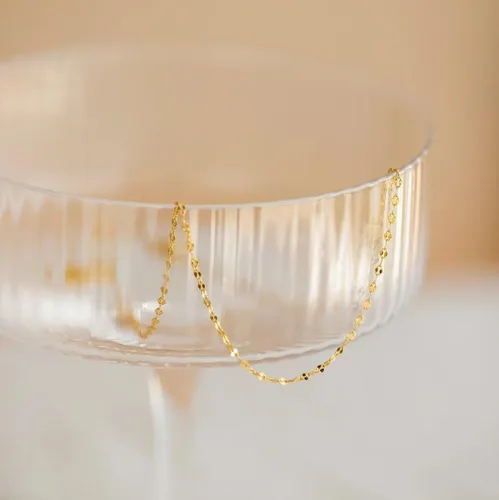 Miniatura 6 de Delicado collar de cadena para mujer, chapado en oro de 18 quilates, gargantilla de disco de moneda, collar simple de cadena trenzada con cuentas