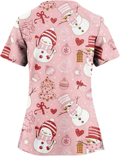Miniatura 2 de Camisa médica de Navidad para mujer, elástica, duradera, fácil de cuidar, con bolsillo
