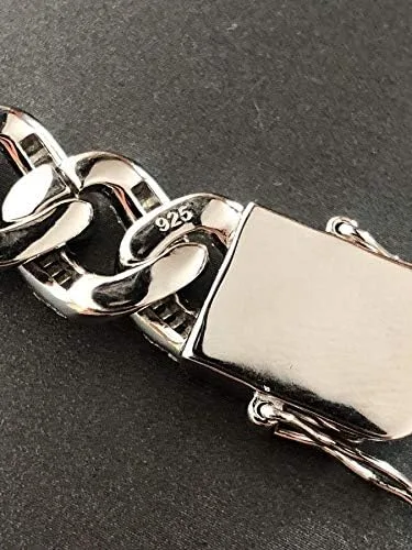 Miniatura 7 de HarlemBling Solid 925 Sterling Silver - Baguette CZ Iced Mens Miami Cuban Link Bracelet - 12mm - Heavy 62 Grams