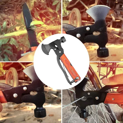 Miniatura 6 de Accesorios de campamento, multiherramienta, mango de madera, martillo de hacha multiherramienta, relleno de calcetines para hombres, regalos