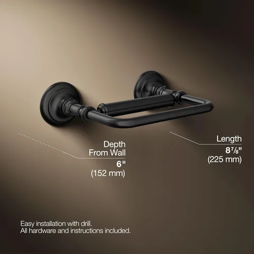 Miniatura 6 de Kohler K-72573 Artifacts - Soporte horizontal para pañuelos de barra única, color negro mate Mate negro