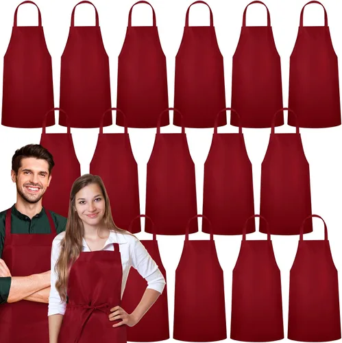 Miniatura 8 de Foaincore Paquete de 36 delantales con peto, delantales lisos a granel para hombre y mujer, delantal unisex para adultos, lavable a máquina, Negro