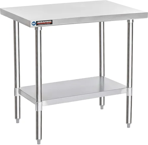 Miniatura 14 de DuraSteel Carrito de acero inoxidable NSF de 30 x 72 pulgadas, mesa de preparación de alimentos resistente con estante inferior, isla de cocina
