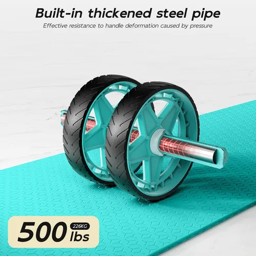 Miniatura 6 de Double-Wheel Ab Roller for Core Training – Rebound Design with Adjustable Elastic Band, Silent Non-Slip Wheels, Detachable Build, Knee Pad & Bands