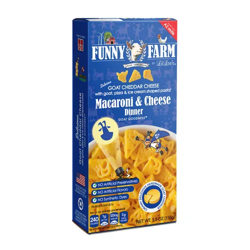 Miniatura 3 de FUNNY FARM Queso cheddar de cabra con cabra, pizza y helado, pasta en forma de macarrones y queso, 6 onzas (paquete de 8)