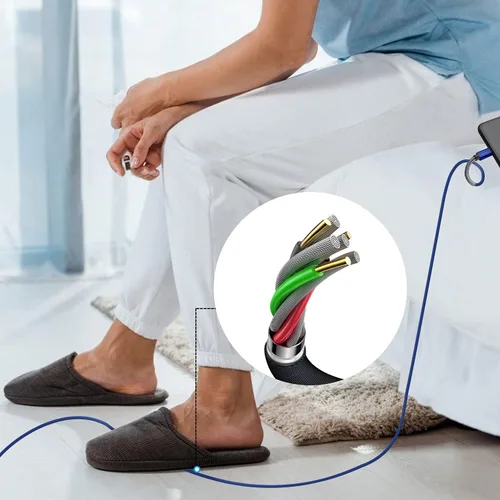 Miniatura 7 de Paquete de 3 unidades de 6 pies [1.82 m] Cable de carga compatible con Samsung Galaxy S9, S10, S8 Plus (3 A, carga rápida), cable TPE USB C, USB A