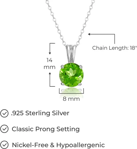 Miniatura 46 de Amazon Essentials Collar con colgante de piedra natal de corte redondo de plata de ley de 18 pulgadas (anteriormente colección Amazon)