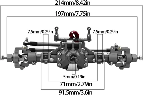 Miniatura 2 de Kit de eje delantero y trasero con patrón de diamante anodizado de aluminio CNC para 1/10 RC Track Vehicle SCX10 II 90046 90047 (gris)