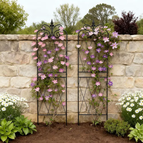 Miniatura 4 de Garden Enrejado para plantas trepadoras, 59 x 15 pulgadas, enrejados de metal inoxidables para plantas trepadoras al aire libre, estructuras
