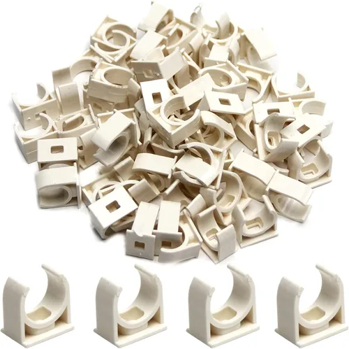 Miniatura 8 de MroMax 20 abrazaderas de PVC para tuberías de agua de 0.787 in/0.79 pulgadas de identificación, hebillas blancas en forma de U, soporte
