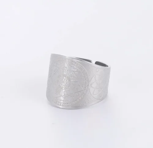 Miniatura 3 de Seals of The Seven Arcángeles - Anillo de sello ajustable para hombre, amuleto de cábala, acero inoxidable, joyería para hombres y mujeres
