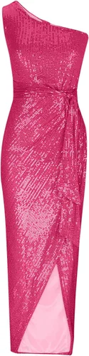 Miniatura 2 de Elegante vestido de lentejuelas fruncidas para mujer, sexy, con un hombro descubierto, ajustado, vestido formal con purpurina brillante