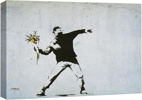Miniatura 50 de Impresión sobre lienzo estampado Wall26 de Banksy Street, listo para colgar Siempre hay esperanza: globo de niña y corazón rojo
