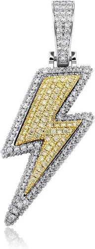 Miniatura 24 de JINAO Hip Hop - Colgante con diseño de rayo chapado en oro de 18 quilates con circonita cúbica con micropave de imitación de diamante para hombres