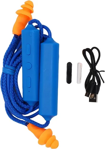 Miniatura 3 de ASHATA Auriculares Bluetooth con banda para el cuello, IPX5, a prueba de agua, 200 mAh, recargable, para taller de construcción (azul)