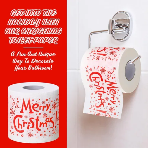 Miniatura 2 de Patelai 8 piezas de papel higiénico de Navidad a granel, rollo de papel higiénico de colores navideños, papel divertido para regalo, suministros