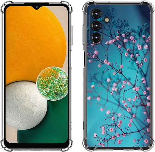 Miniatura 21 de Samsung Galaxy A14 5G - Funda para teléfono celular, diseño de flores de mariposa azul, a prueba de golpes, TPU con bordes elevados, compatible