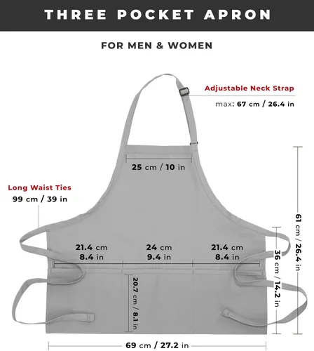 Miniatura 6 de Chef Works - Delantal unisex de tres bolsillos