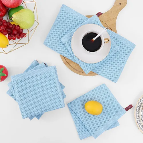 Miniatura 202 de Homaxy Trapos de cocina de 100% algodón, tejido de punto gofre, ultrasuaves, absorbentes y de secado rápido, 12 x 12 pulgadas, paquete de 6, blanco