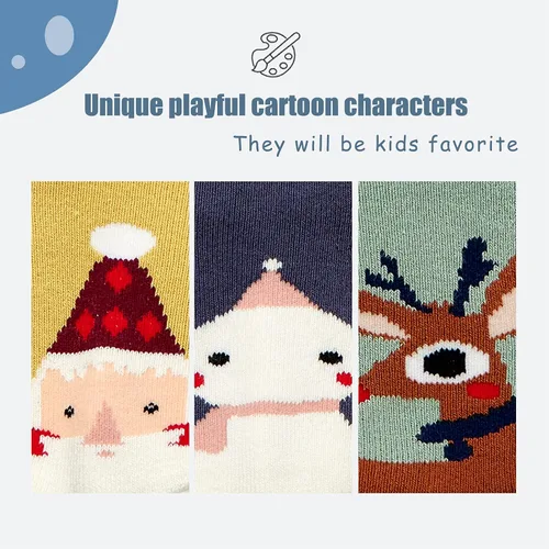 Miniatura 4 de Calcetines cálidos de invierno para bebés y niños, calcetines antideslizantes con agarres para bebés y niñas, calcetines de Navidad de felpa