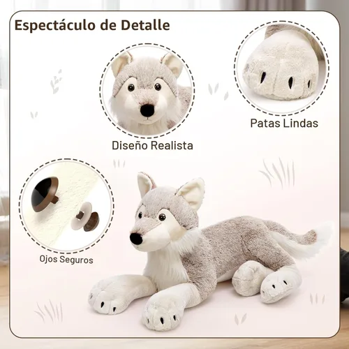 Miniatura 7 de MaoGoLan Animal de peluche grande de lobo para niño, peluche de lobo gigante para niña, coyote de peluche para niño, peluche de coyote realista