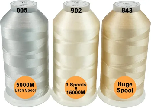 Miniatura 10 de New brothreads - 40 opciones - Varios paquetes de colores surtidos de hilo de poliéster para máquina de bordar, carrete grande de 5000 m para todas