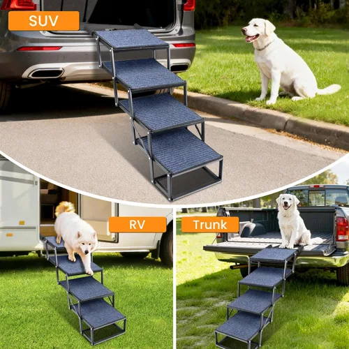 Miniatura 7 de Escaleras para perros para automóvil, 42 x 17 pulgadas, escaleras extra anchas para perros grandes de hasta 250 libras, escaleras portátiles