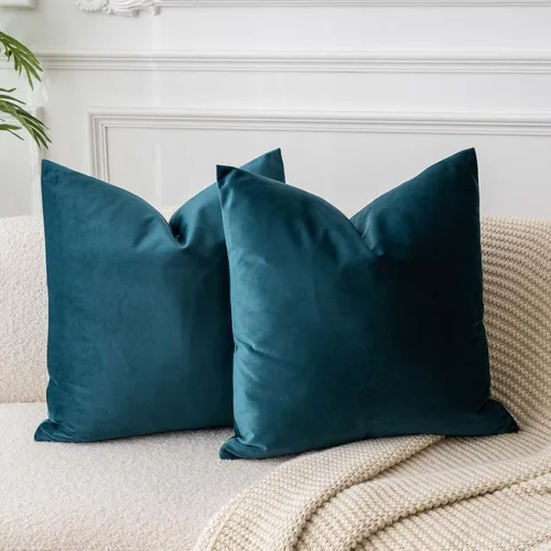 Miniatura 39 de Juspurbet - Juego de 2 fundas decorativas de terciopelo para cojines, fundas suaves para sofá, cama o sillón con cremallera oculta, para sala