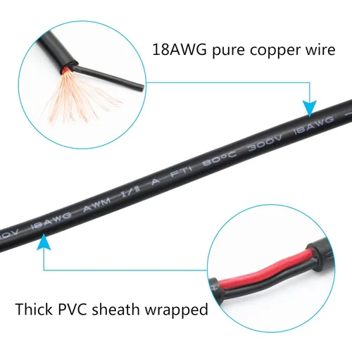 Miniatura 4 de Cable de extensión de alimentación de 9 pies - 0.217 in x 0.083 in, 18AWG, ángulo recto de 90 grados DC 5521 macho a hembra, cable de alimentación