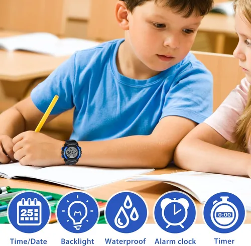 Miniatura 2 de Reloj analógico para niños reloj para niños de 6 a 15 años reloj digital para deportes al aire libre multifuncional con cronógrafo LED 50 M