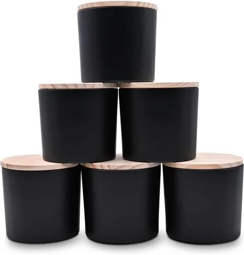 Miniatura 17 de SHOWIN Tarros de vela gruesos de 18 onzas para hacer velas, 6 unidades, frascos vacíos con tapas de madera para hacer velas, recipiente de muestra
