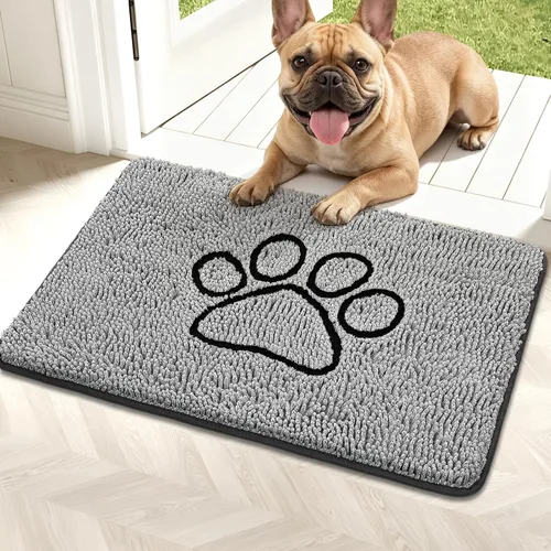Miniatura 28 de Bcoimo Tapete súper absorbente para puerta de perro, 30 x 20 pulgadas, tapete antideslizante para patas fangosas, alfombras para mascotas para patas